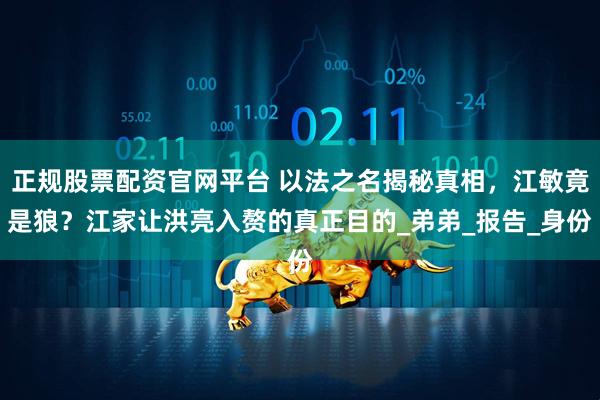正规股票配资官网平台 以法之名揭秘真相，江敏竟是狼？江家让洪亮入赘的真正目的_弟弟_报告_身份