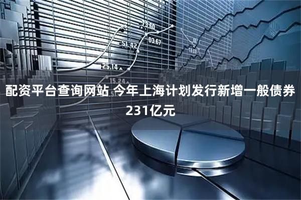 配资平台查询网站 今年上海计划发行新增一般债券231亿元